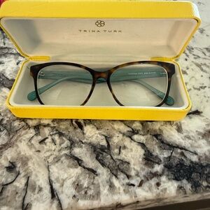 Trina Turk Brown and Blue Glasses with Rectangular Frame